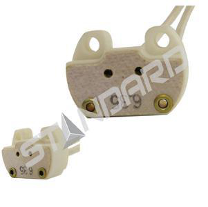 Product image for HALOGEN SOCKET G6.35 G1/G2 BASE BACK ENTRY 6in LEADS 500W 300V STD