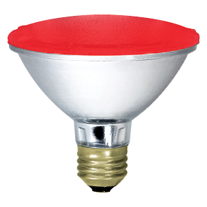 Product image for HALOGEN PAR30 50W 130V E26 30DEG FLOOD RED LENS STD