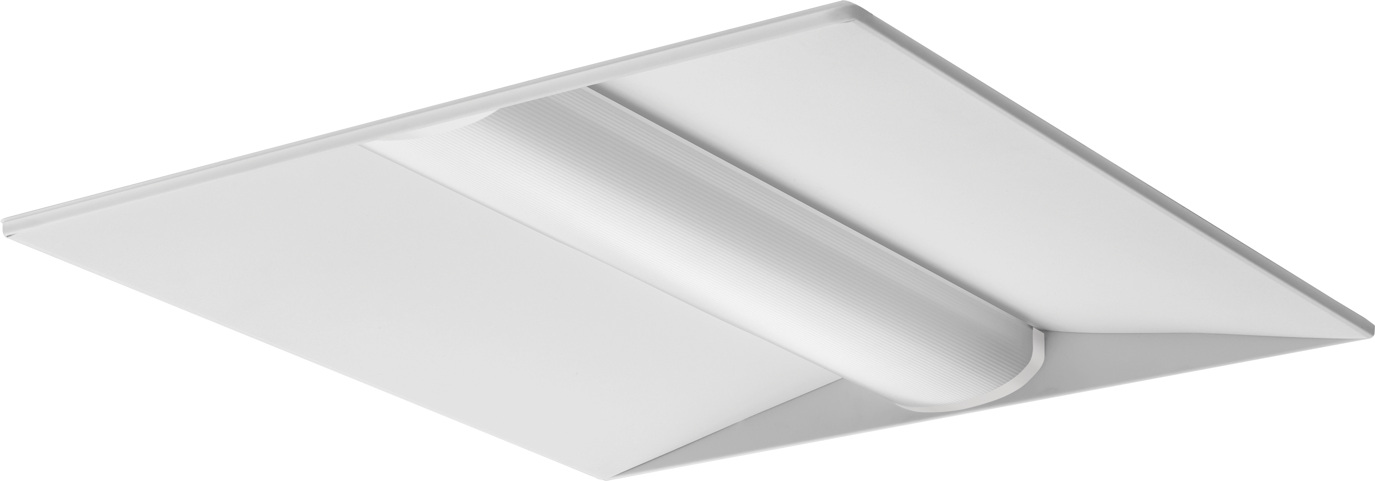 Product image for Basket LED lensed troffer 2x2, Nominal 3300 LM, Curved, linear prismatic, 80+ CRI, 3500K