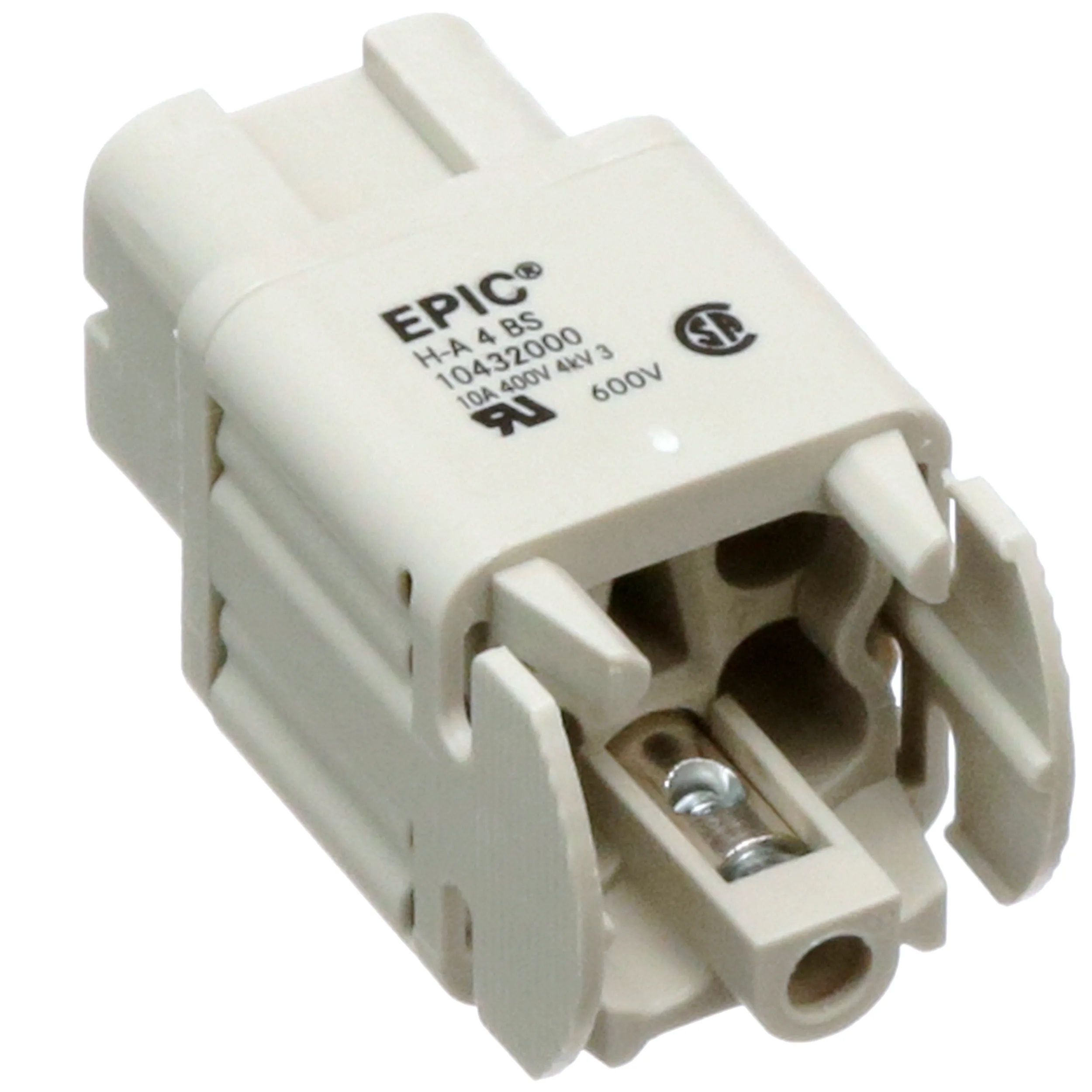EPIC 10432000 CONNECTOR FEMALE INSERT 4 PIN RECTANGULAR 10A 600V SCREW TERMINATION HA4 BS