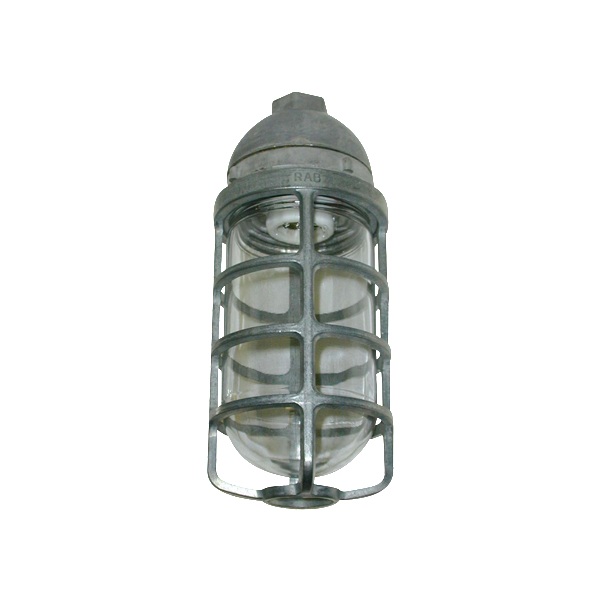 Product image for Fixture vapour proof INC 200W E26 120V w/clear glass and guard raw finish