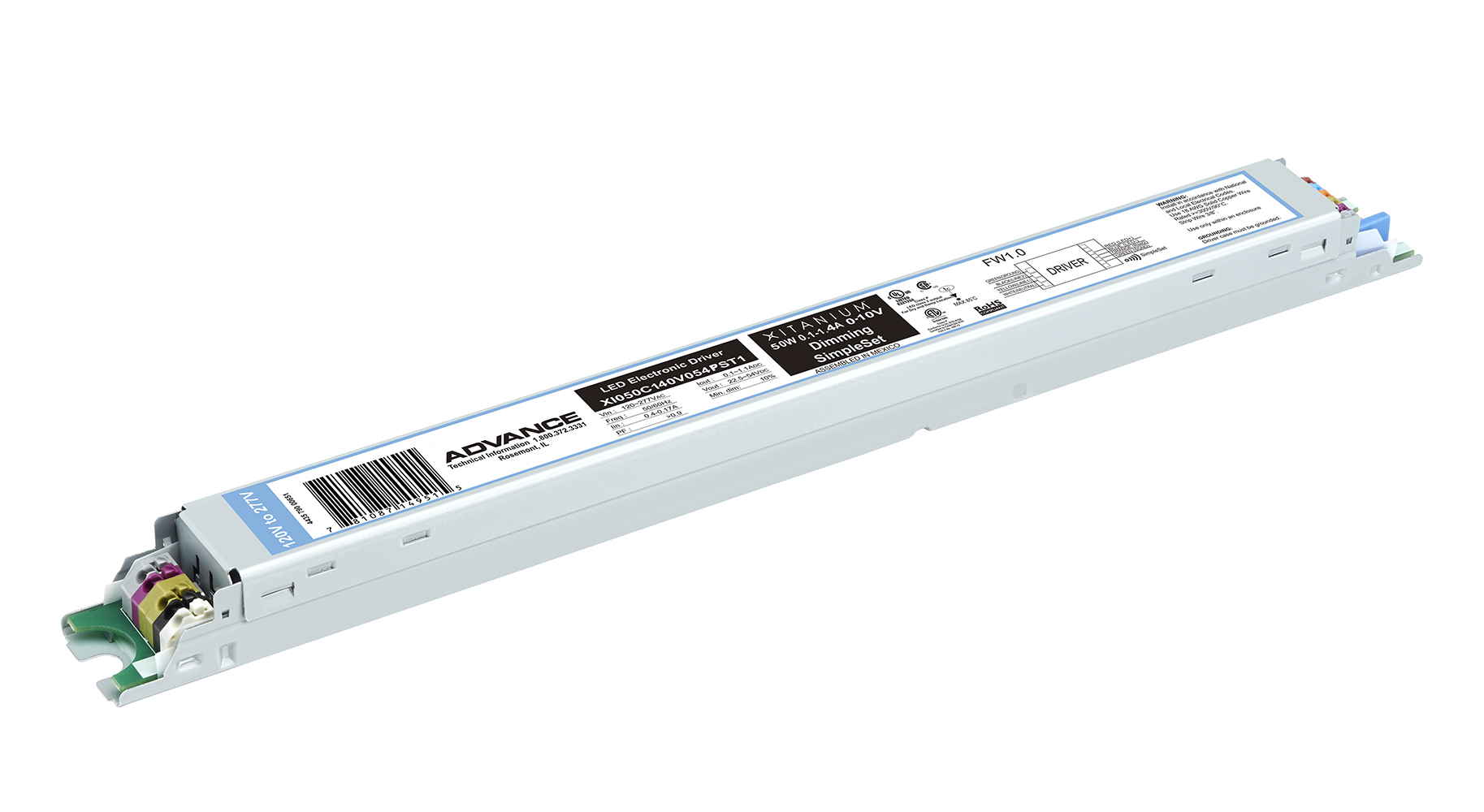 Product image for ADVBAL X1050C140V054BST1 BALLAST LED DIMMABLE 0.1-1.4AMPS 10-54VDC