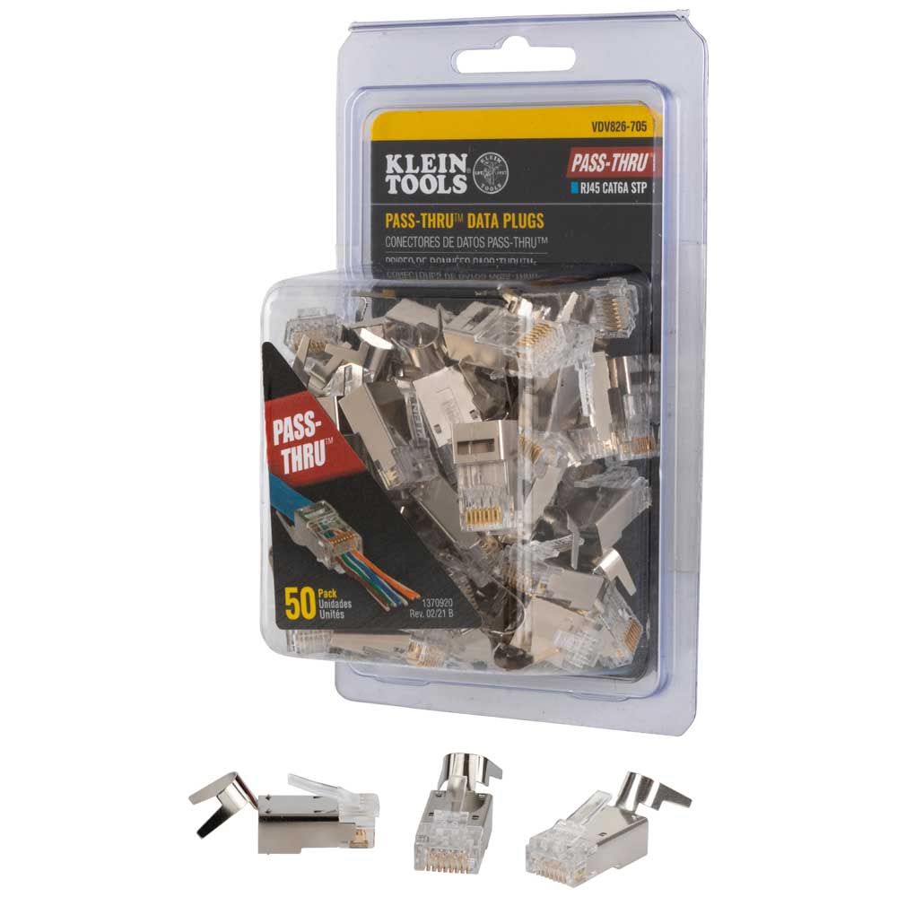 KLEIN VDV826-705 CONNECTORS CAT6A PASS THRU SHIELDED 50-PAK
