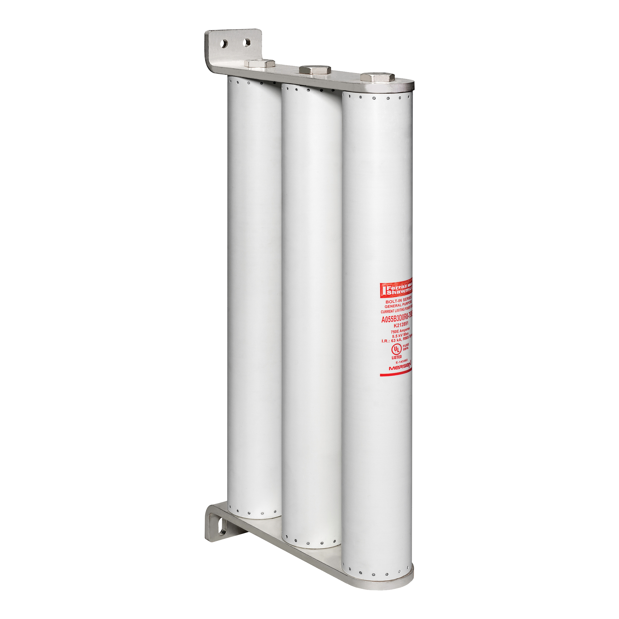 Product image for Medium Voltage E-Rated Fuse 5500VAC 750A Bolt-On, Series: D0R0 Visual Indicator Amp-Trap®