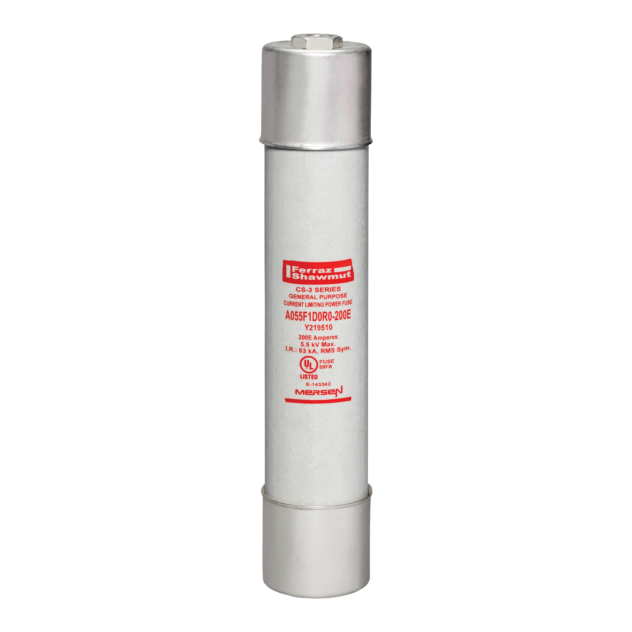 Product image for Medium Voltage E-Rated Fuse 5500VAC 200A Ferrule, Series: D0R0 Visual Indicator Amp-Trap®