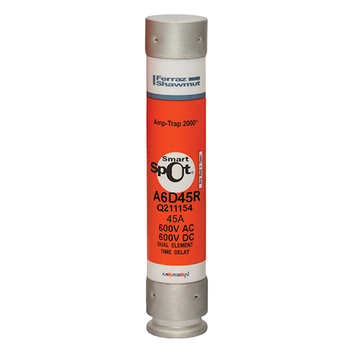 Product image for Fuse A6D-R - Class RK1 - Time-Delay 600VAC 600VDC 45A Ferrule SmartSpot® Amp-Trap 2000®