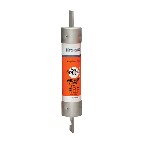 Product image for MERSEN A6D70R FUSE HRCI-R 70A 600V 600V CLASS RK1 TIME DELAY SMARTSPOT