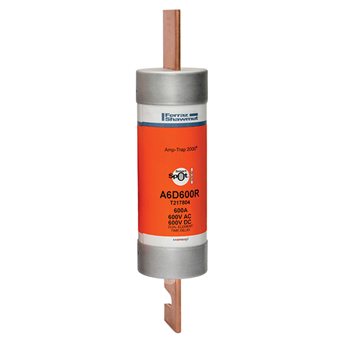 Product image for Fuse A6D-R - Class RK1 - Time-Delay 600VAC 600VDC 600A Blade SmartSpot® Amp-Trap 2000®