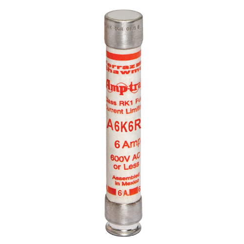 Product image for Fuse A6K-R - Class RK1 - Fast-Acting 600VAC 300VDC 6A Ferrule Amp-Trap®
