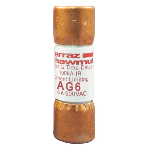 Product image for MERSEN AG6 FUSE MIDGET CLASS G 6A 600V 13/32"DIA TIME DELAY