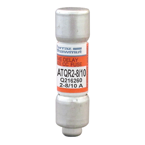 Product image for MERSEN ATQR2-8/10 FUSE CLASSCC 2-8/10A 600VAC TIME DELAY 1-1/2"L REJECTION STYLE