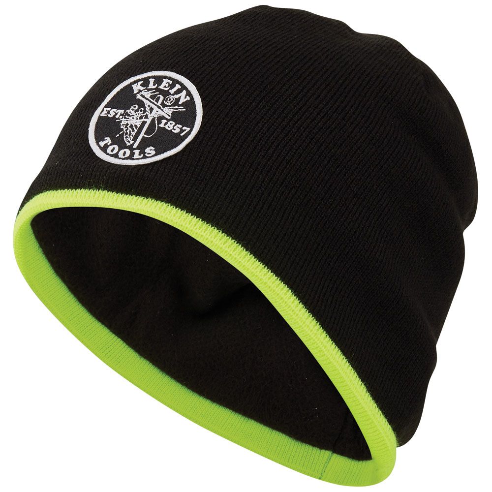 KLEIN 60391 KNIT BEANIE HAT BLACK FLEECE LINED