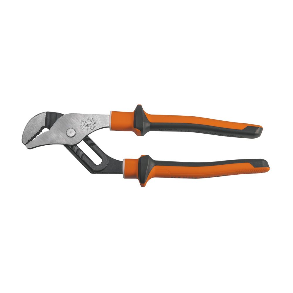 Product image for KLEIN 502-10-EINS TOOL INSULATED PUMP PLIERS SLIM HANDLE 10 INCH 1000V RATED ORANGE AND GREY