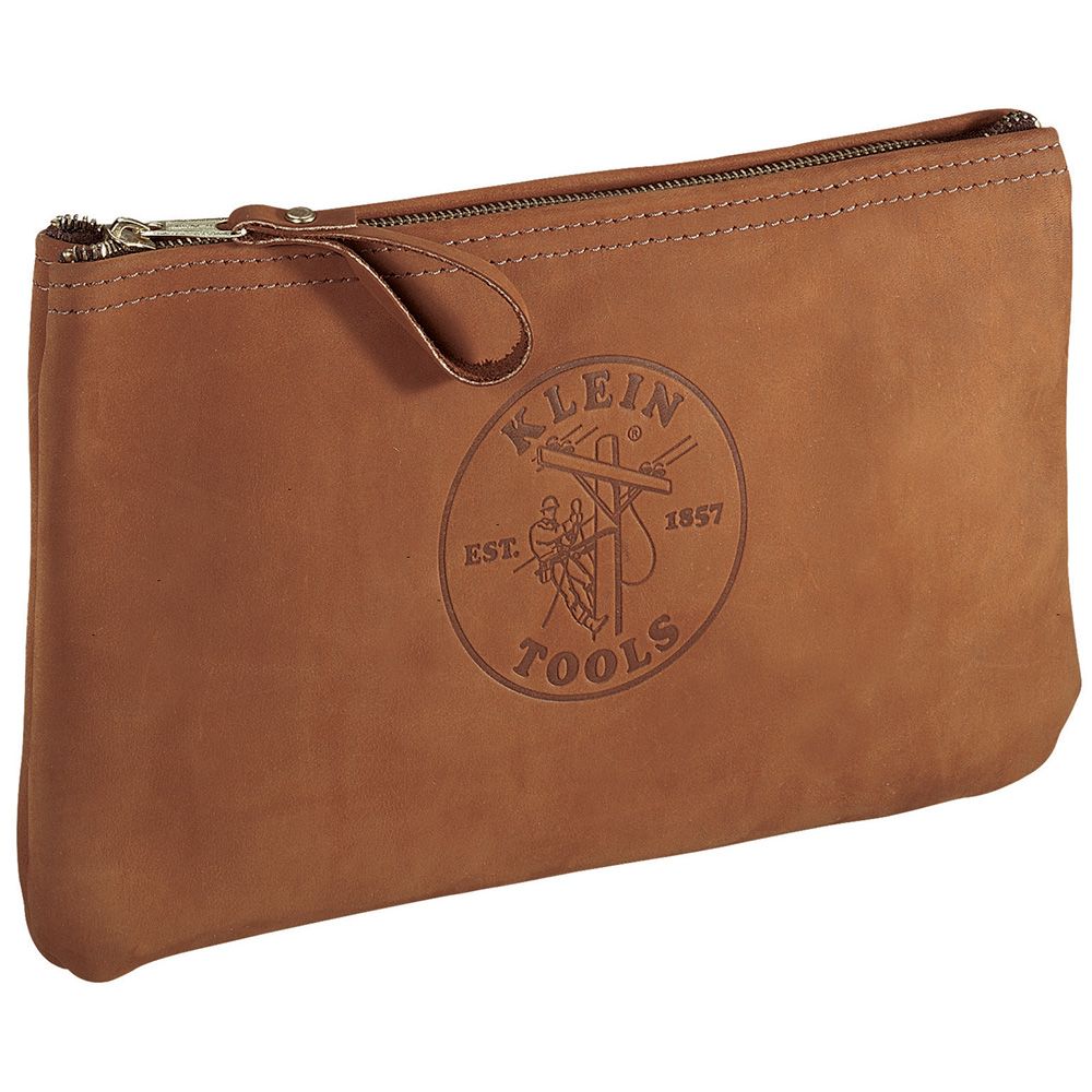 Product image for Bag zipper top-grain leather brown 7x12-1/2"
