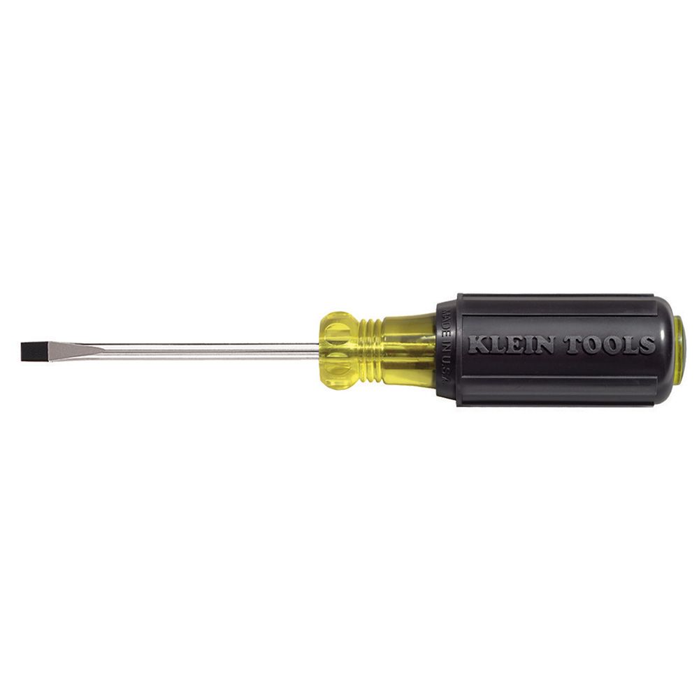 Product image for KLEIN 601-3 TOOL SCREWDR FH 6-3/4" FLATHEAD RND SHANK CABINET TIP 3/16"TIP 3"SL CUSHION GRIP
