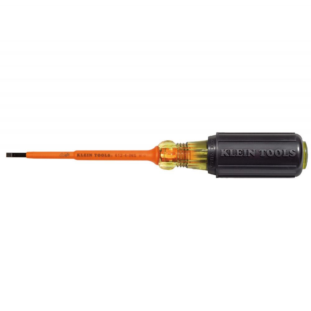 Product image for KLEIN 612-4-INS TOOL SCREWDRIVER 1/8" CABINET TIP 4" SHANK INSULATED