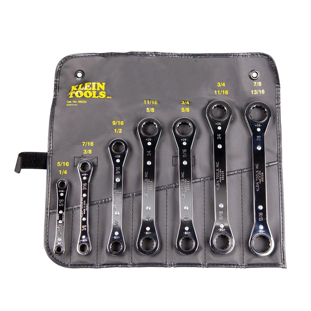 Product image for KLEIN 68222 TOOL RATCHET BOX WRENC 7PC CONSISTS OF 1/4" TO 13/16" 68200 201 202 203 204 205 & 206