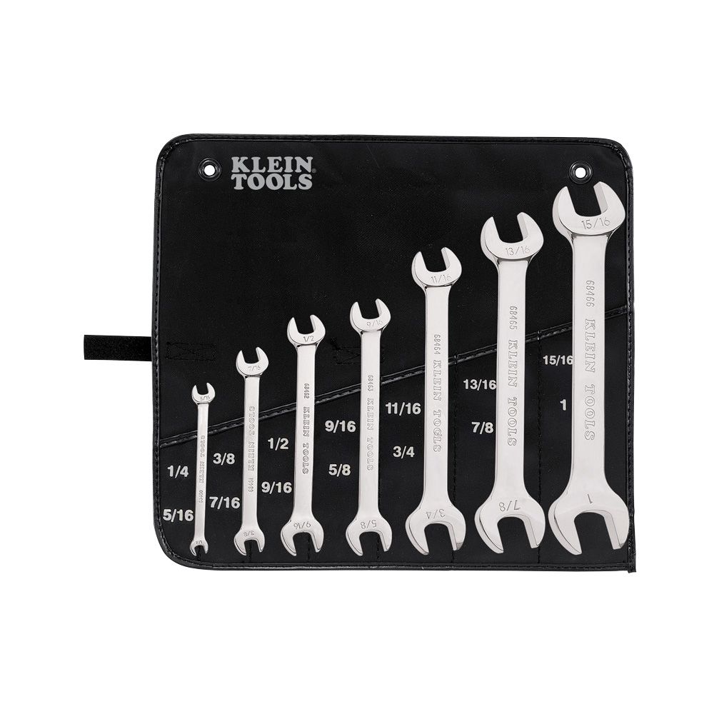 Product image for KLEIN 68452 WRENCH SET 7PIECE OPEN END 1/4"- 1" C/W POUCH