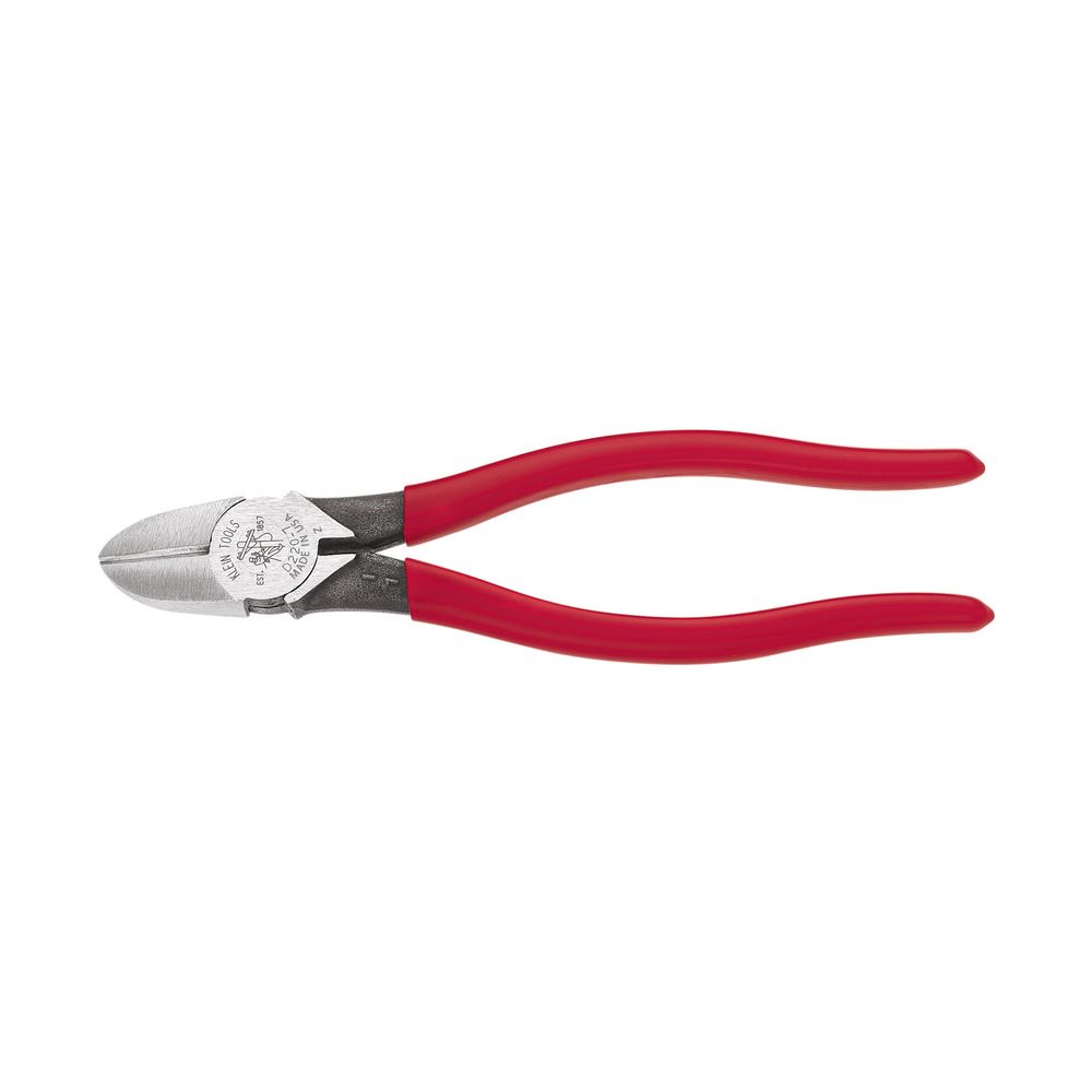 Product image for KLEIN D220-7 TOOL PLIER CUTTERS DC 7-11/16"L HD DIAGONAL WITH TAPERED NOSE PLASTIC DIP HANDL