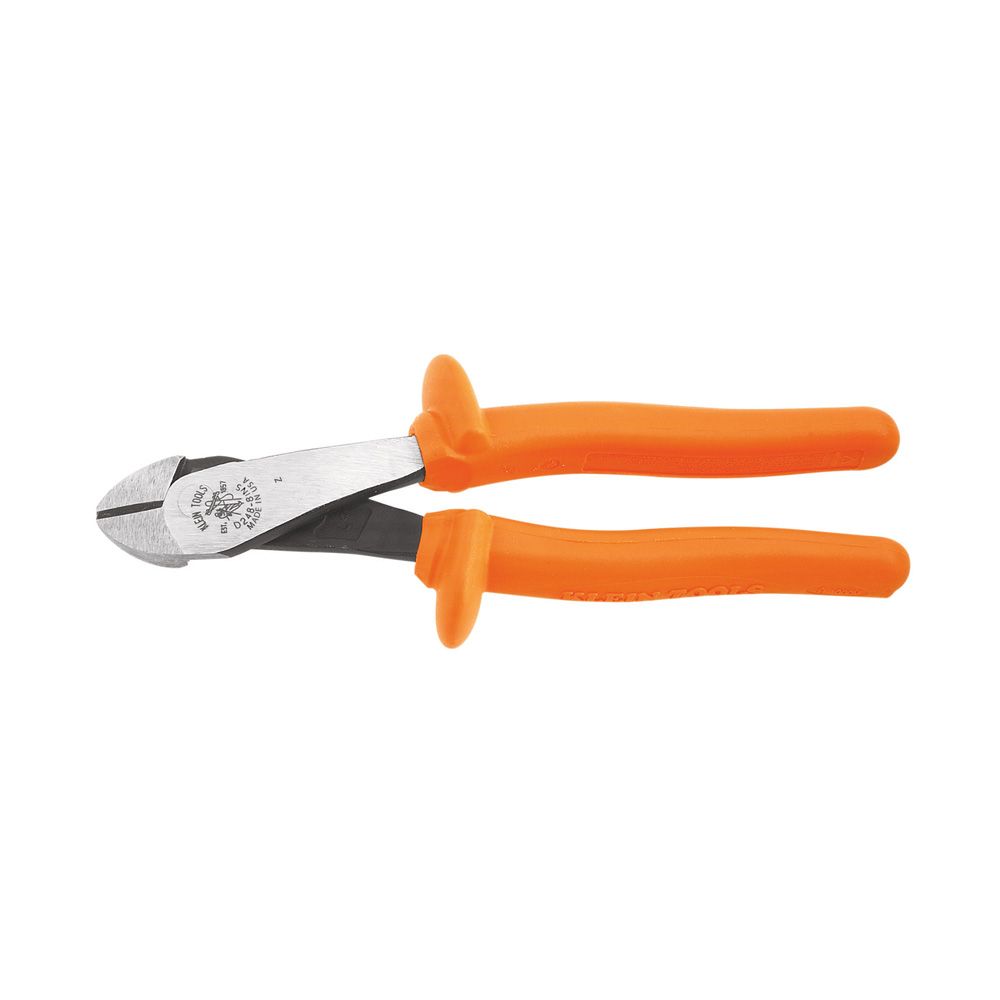 Product image for KLEIN D248-8-INS TOOL PLIER CUTTER 8"L INSUL HI LEVERAGE DIAGONAL WITH ANGLED HEAD