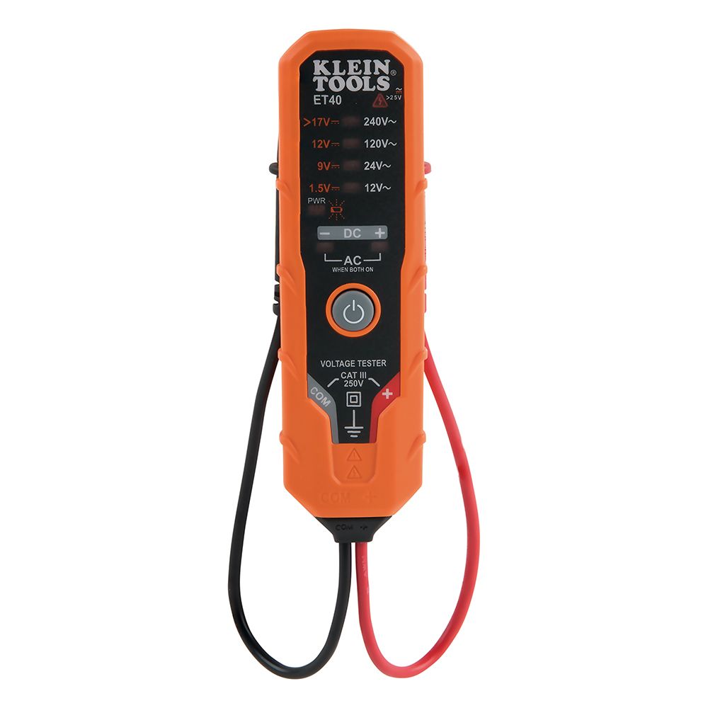 Product image for KLEIN ET40 TESTER ELECTRONIC AC/DC VOLTAGE 12-240VAC 1.5-24VDC