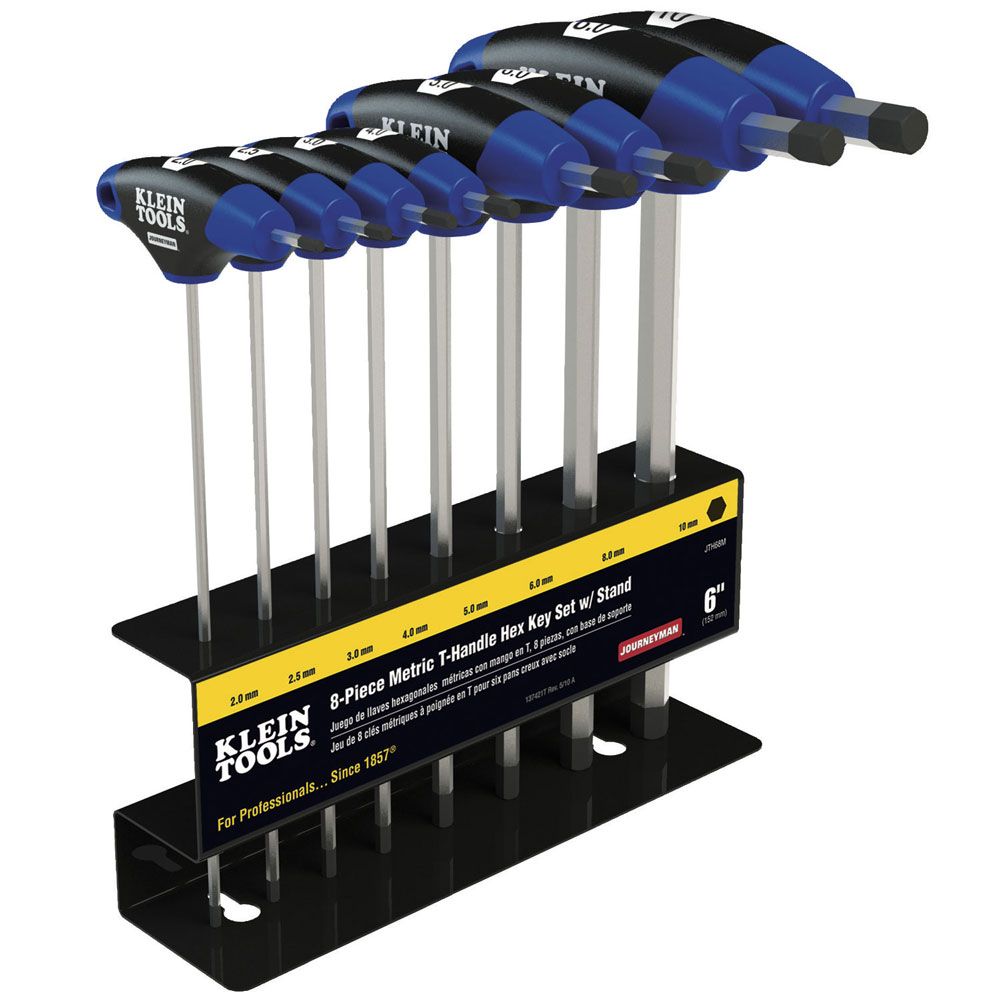Product image for KLEIN JTH98M SET HEXKEY 8PC 9" METRIC JMAN T HANDLE