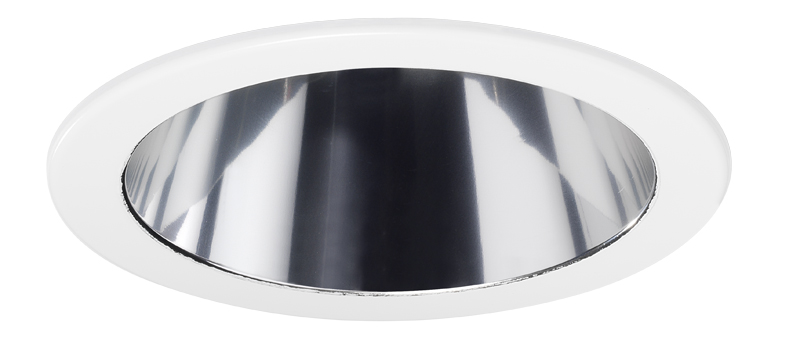 Product image for 4IN Line Voltage Clear Cone Trims, Clear Alzak, White Trim Ring
