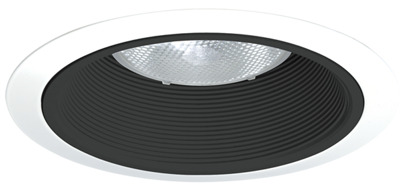 Product image for 6IN Downlight Tapered Baffle Trim, Black, White Trim Ring
