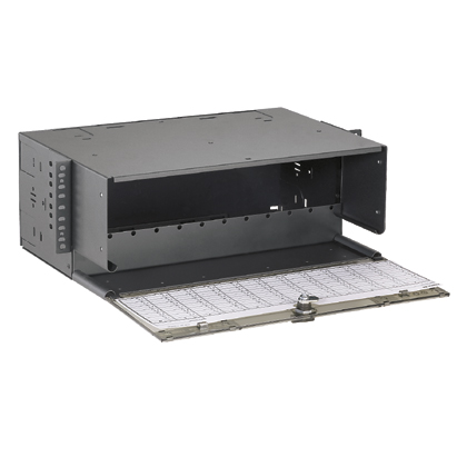 Product image for Opticom® Rack Mount Enclosure, Black, 4 RU, 12 FAP/Cassette Slots