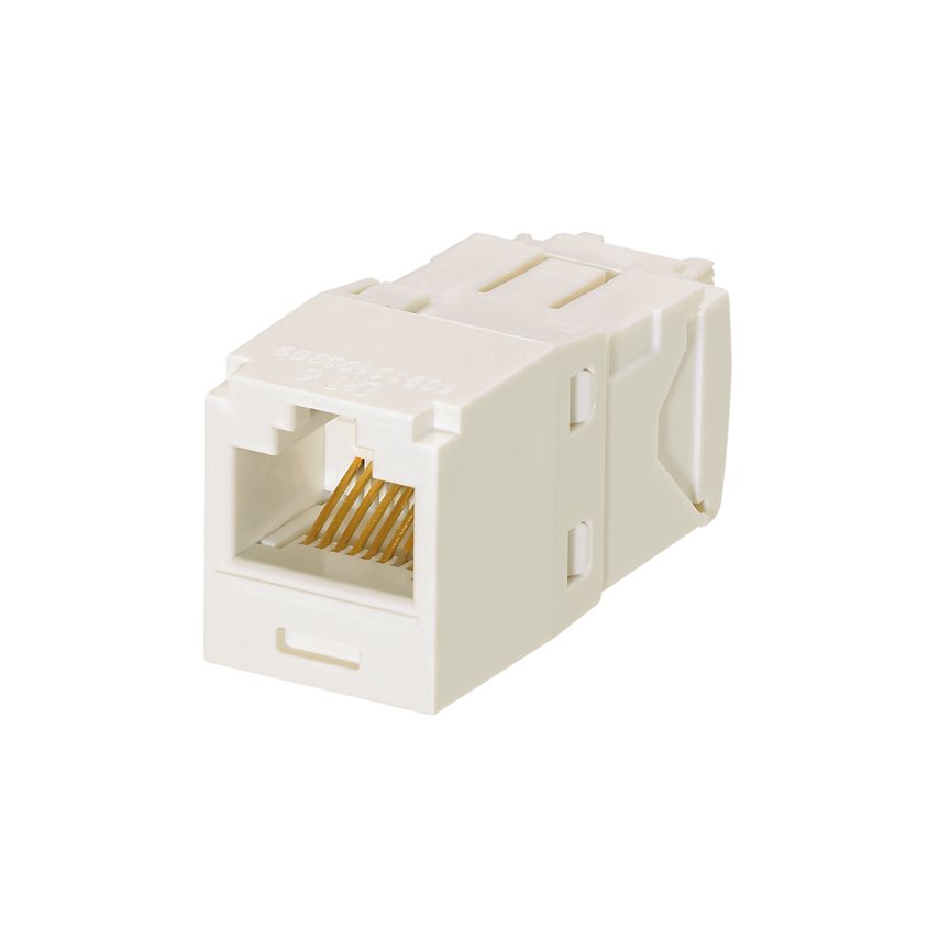 Product image for PANDUIT CJ688TGAW JACK CAT6 PLUS MINI-COM ARCTIC WHITE 568A/B TOOLESS TERMINATION
