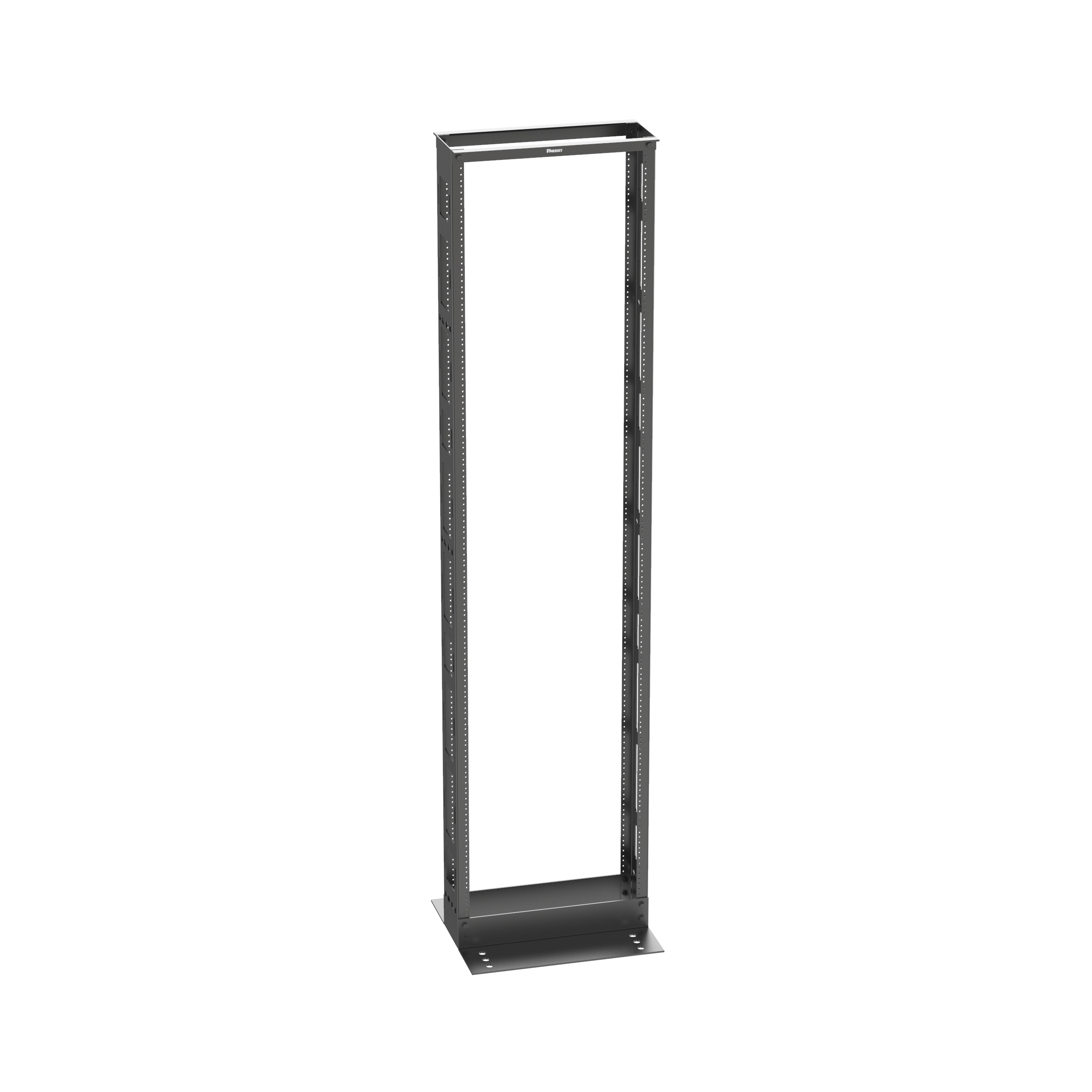 Product image for 2-Post Rack, 45RU, 6 in. Deep, #12-24 Threaded E-Rails, Steel, Black
