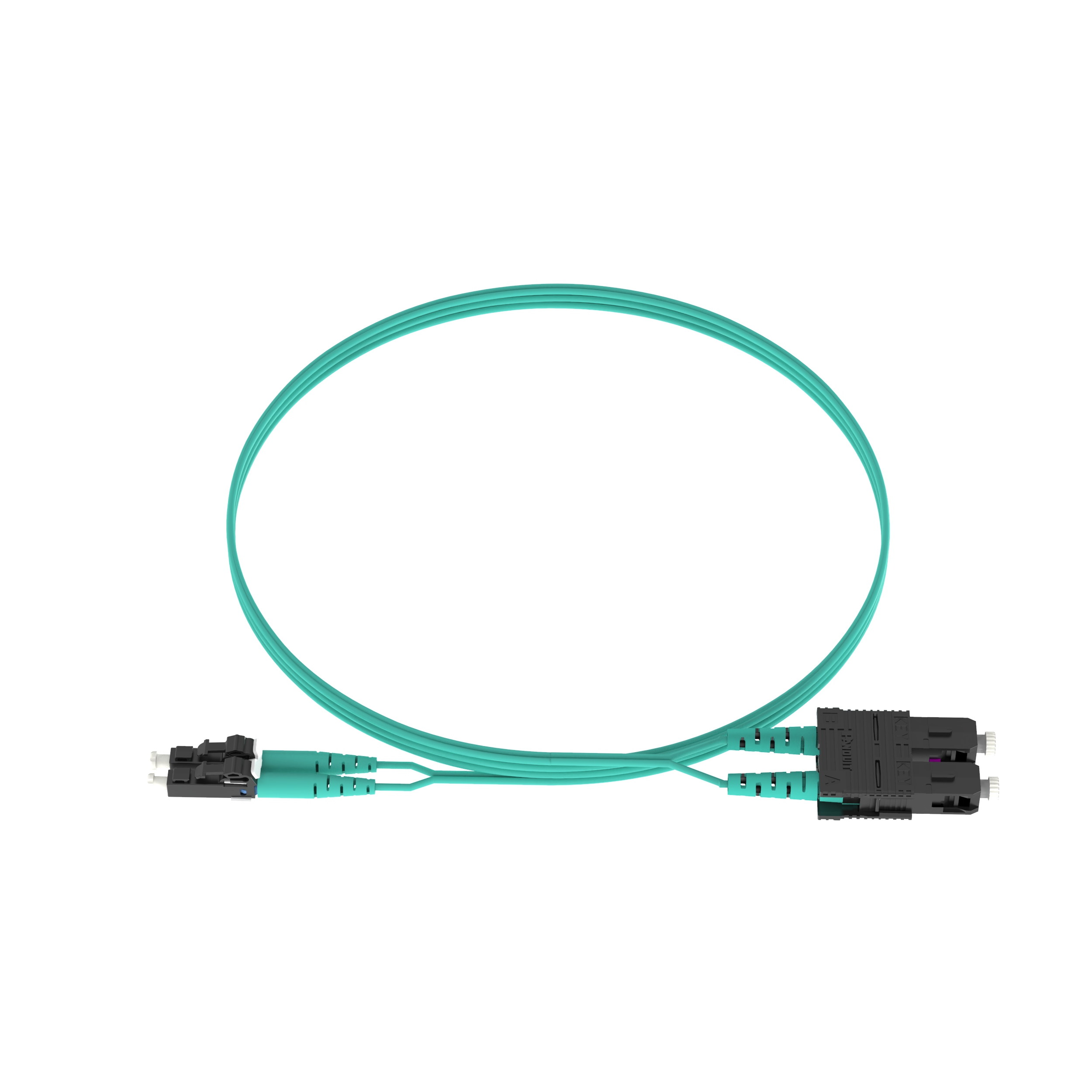 Product image for Patchcord 2-fibre OM3 LC-SC OFNR jacket aqua 3m