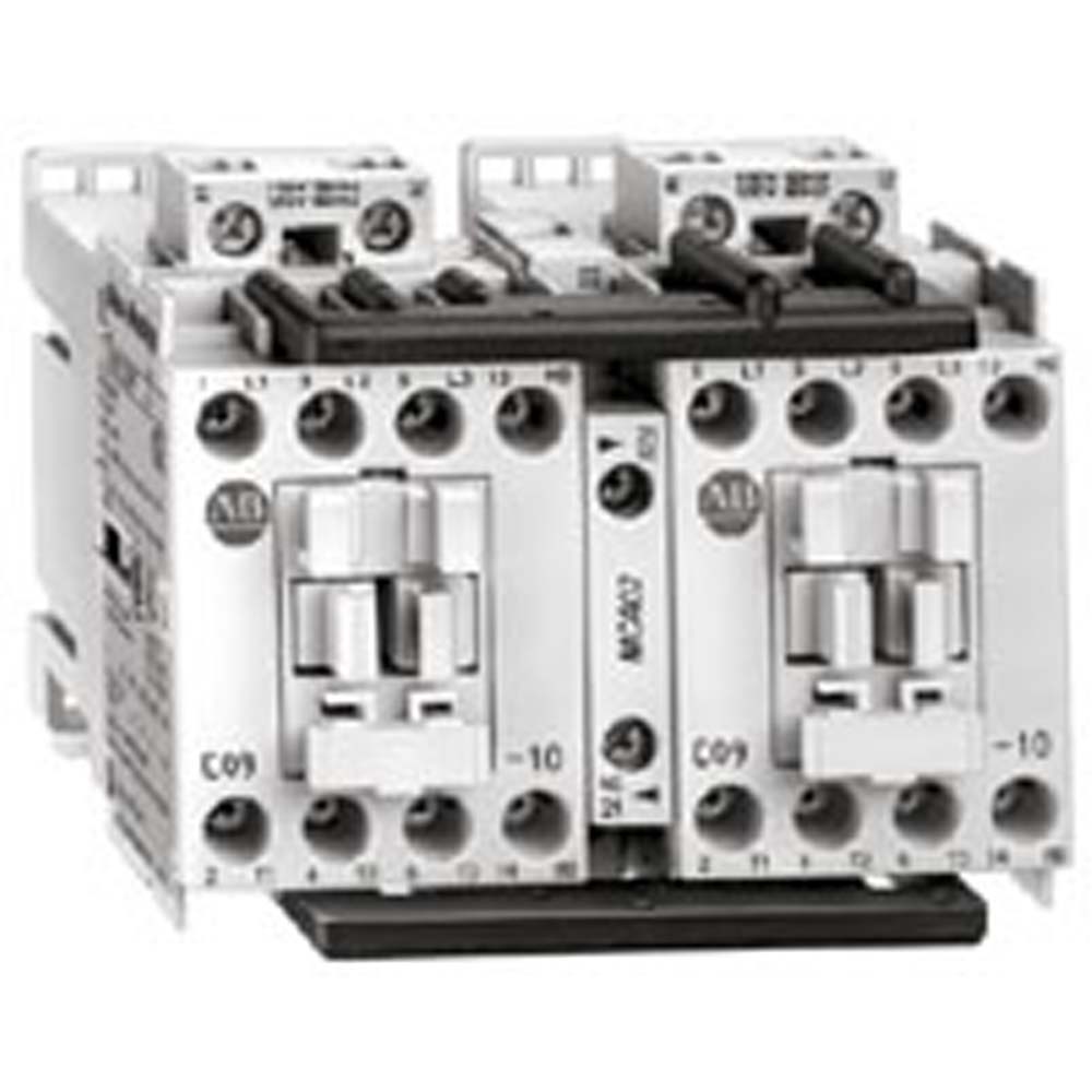 Product image for ABRA 104-C09D22 CONTACTOR IEC 9A REVERSING 110VAC 50HZ 120VAC 60HZ 1NO 1NC AUX CONTACT