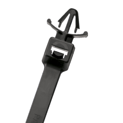 Product image for Pan-Ty® PLWP1.5I-D30 Wing Push Mount Tie, Black, High Heat PA6.6, 6"L, 40lb
