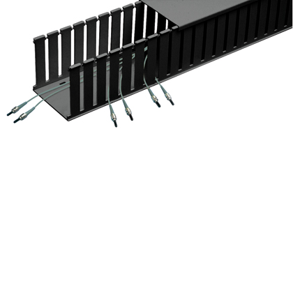 Product image for PANDUIT E4X4BL6 DUCT RACEWAY FD 6FT CHANNEL SLOTTED WALL 4"X4" BLACK