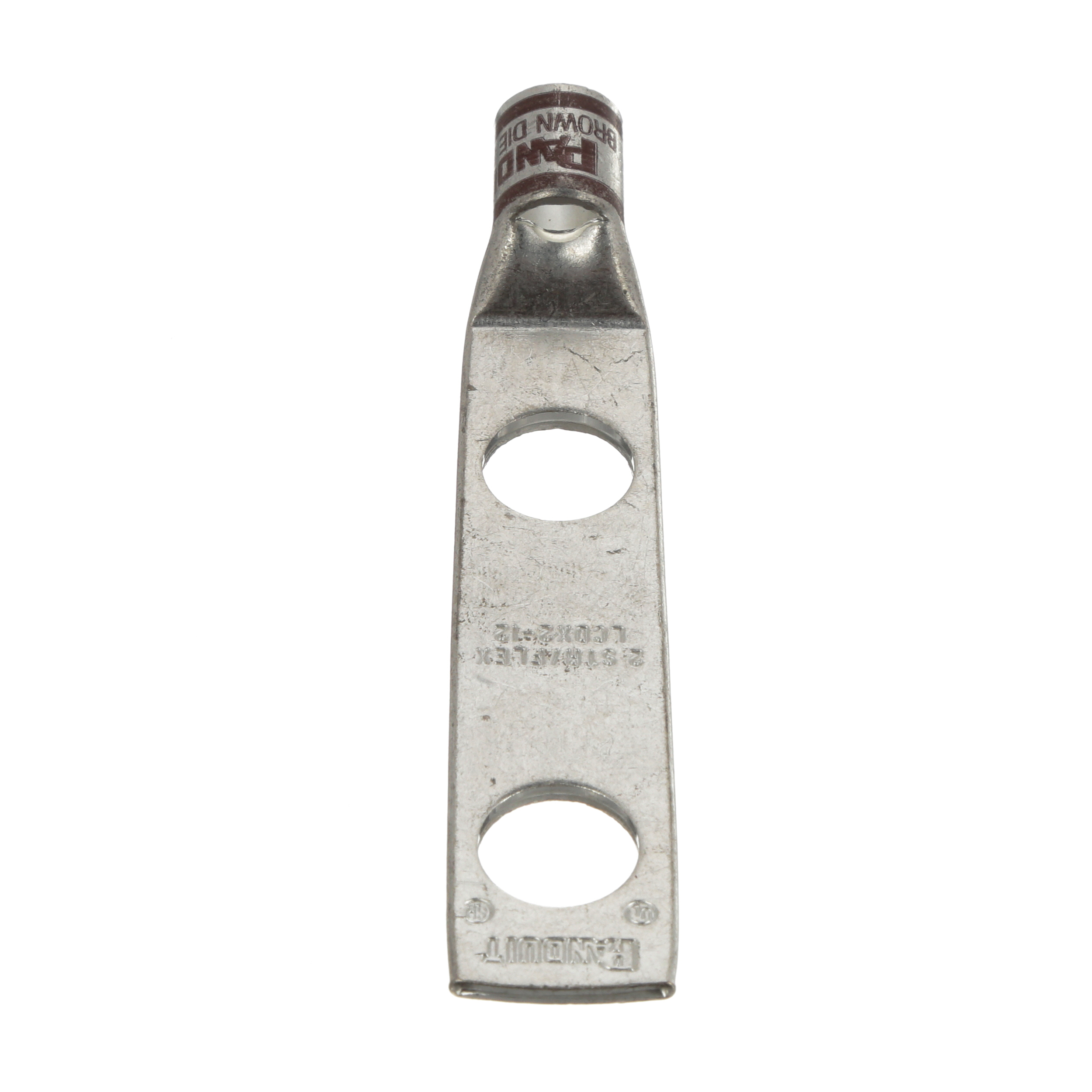 Product image for Pan-Lug™ LCDX2-12-E Comp. Lug, Tin Plt Copper, Two 0.5" Stud, PK20