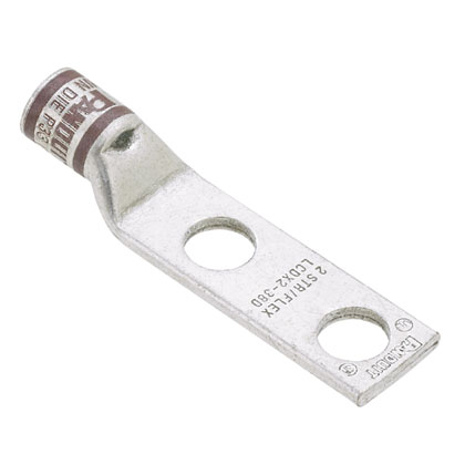 Product image for Pan-Lug™ LCDX500-12-6 Comp. Lug, Flex, Tin Plt Copper, Two 0.5" Stud, PK6