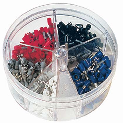 Product image for PANDUIT KP-FSD2 FERRULE ASSORTMENT 22-14AWG INSULATED DIN INCLUDES: 100PCS FSD76-8 FSD77-8 FSD78-8 50PCS FSD75-8 FSD80-8
