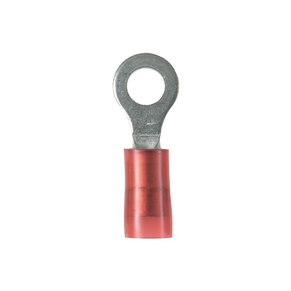 Product image for Pan-Term® PN18-10R-M Ring Terminal, Red, Nylon, 18-22 AWG, #10 Stud, PK1000