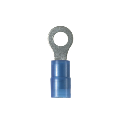 Product image for Pan-Term® PN14-8R-M Ring Terminal, Blue, Nylon, 14-18 AWG, #8 Stud, PK1000