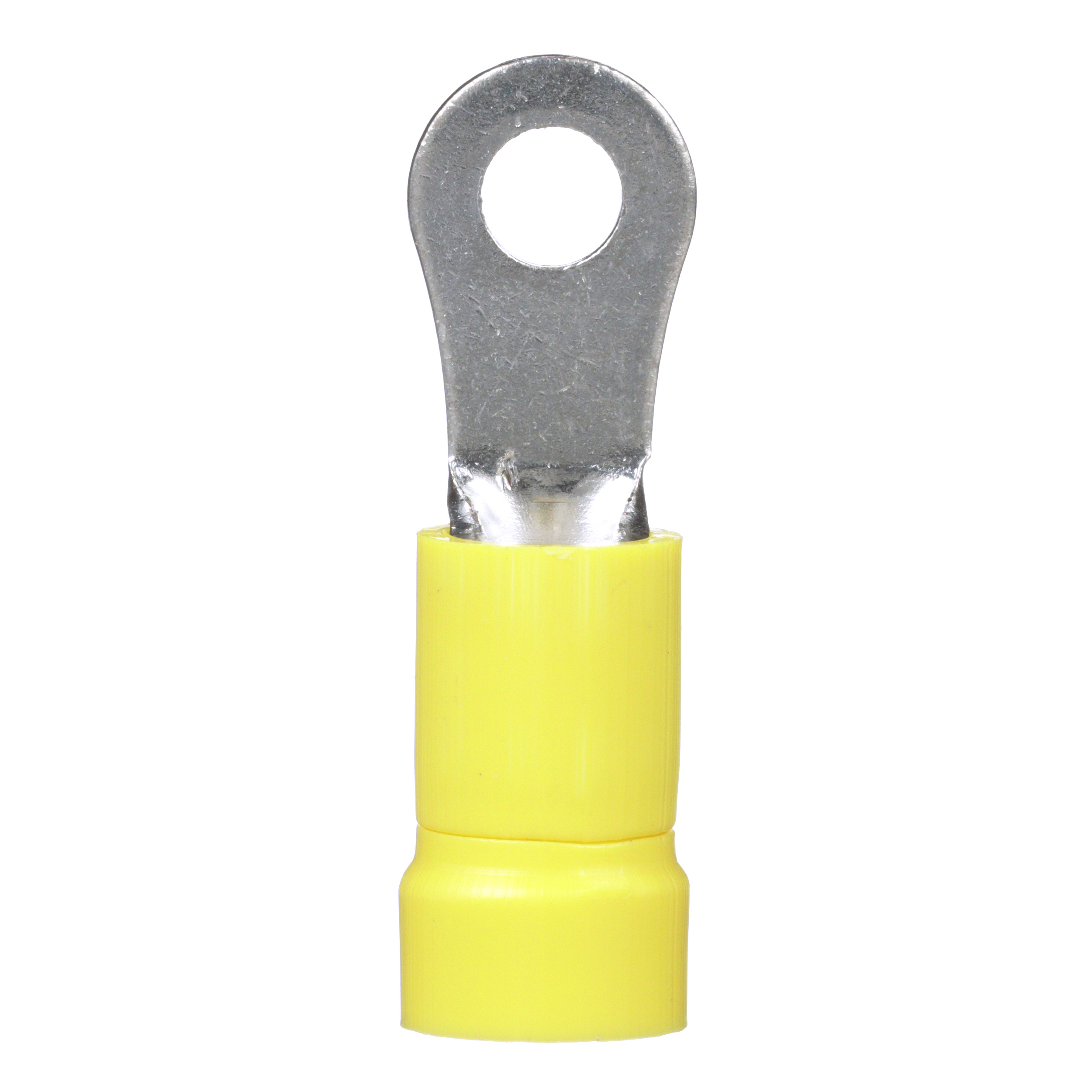Product image for Pan-Term® PV10-6R-D Ring Terminal, Yellow, Vinyl, 10-12 AWG, #6 Stud, PK500