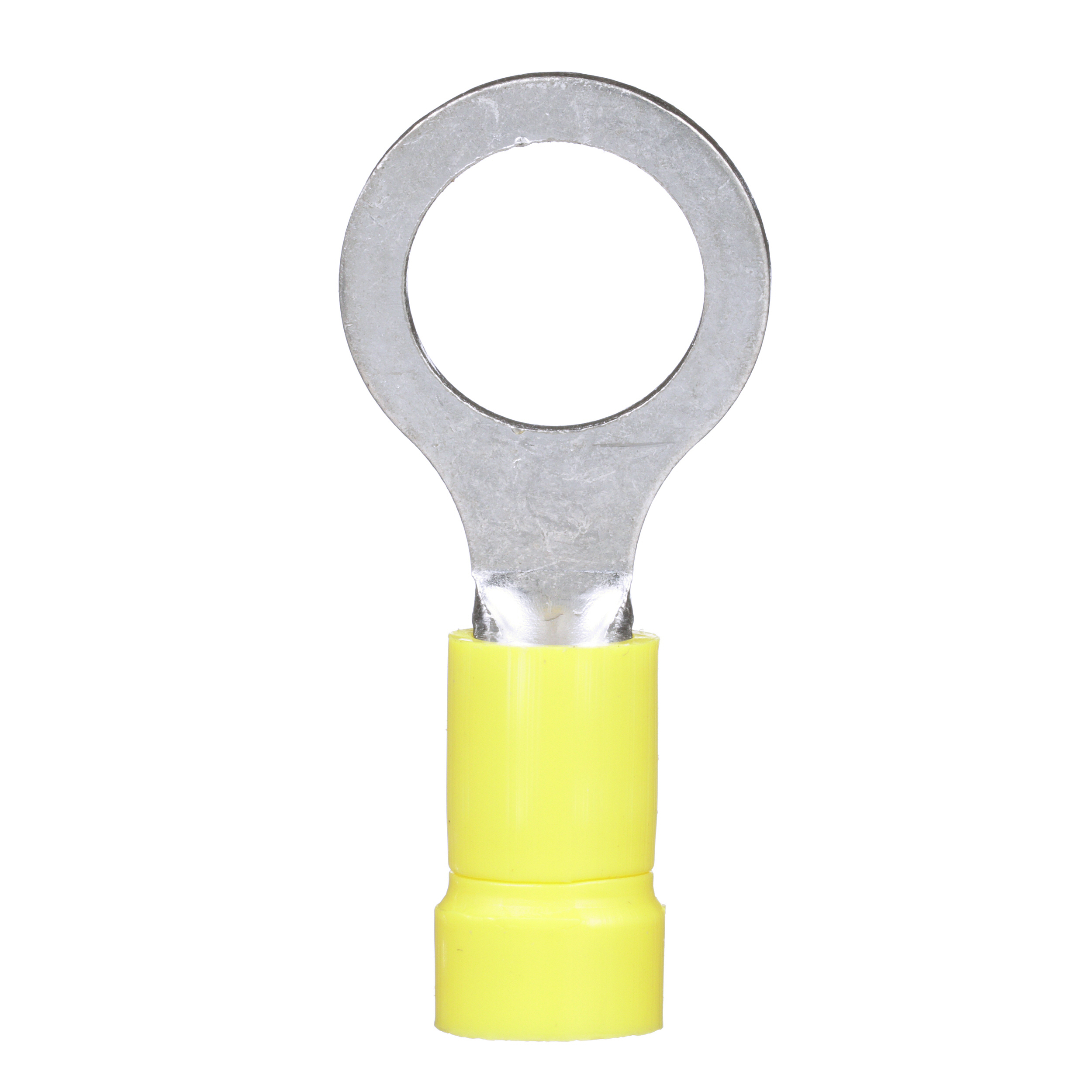 Product image for Pan-Term® PV10-38R-D Ring Terminal, Yellow, Vinyl, 10-12 AWG, 3/8" Stud, PK500