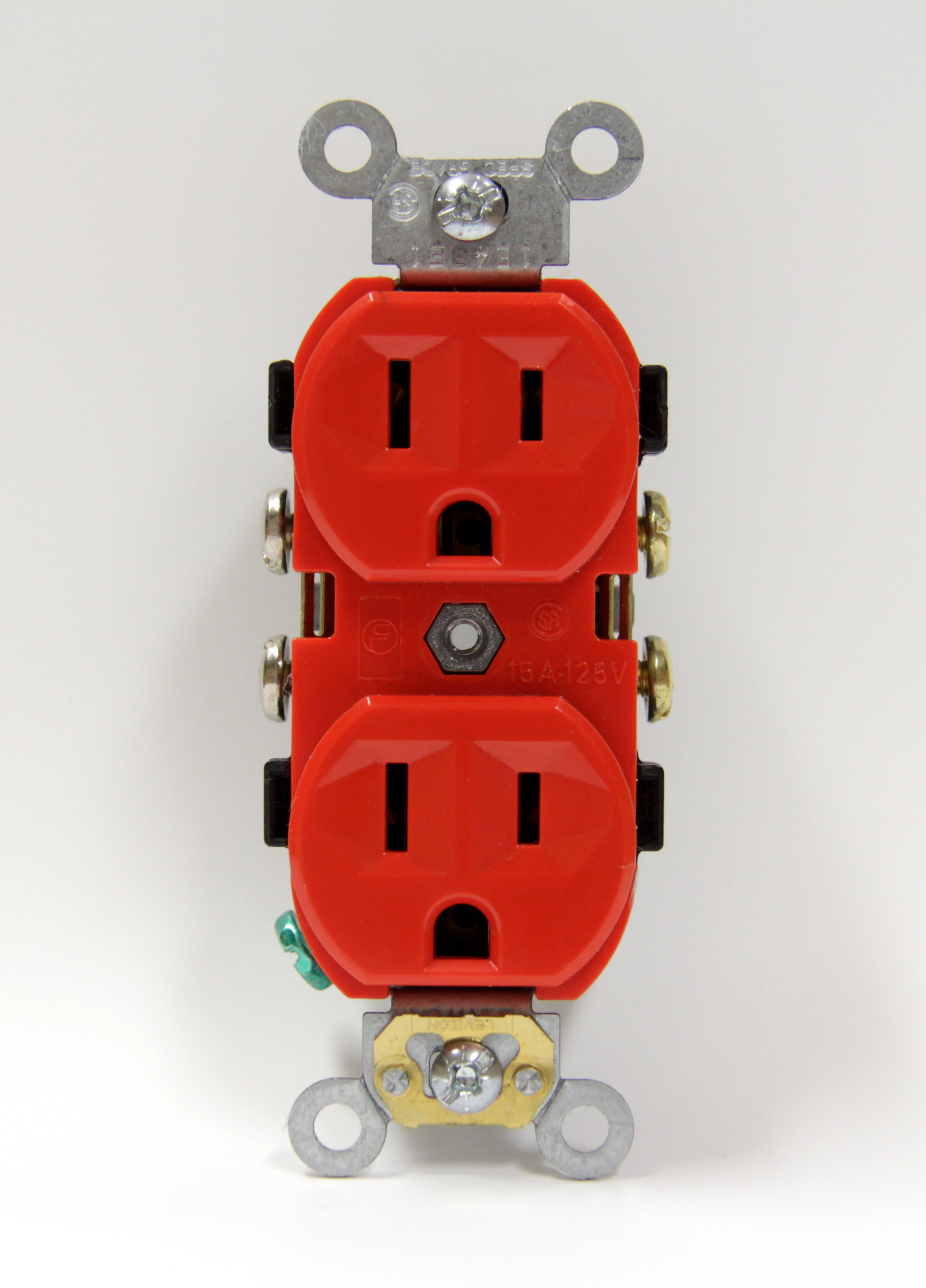 Product image for Receptacle dupx str thrmplst 2P3W 125V 15A red