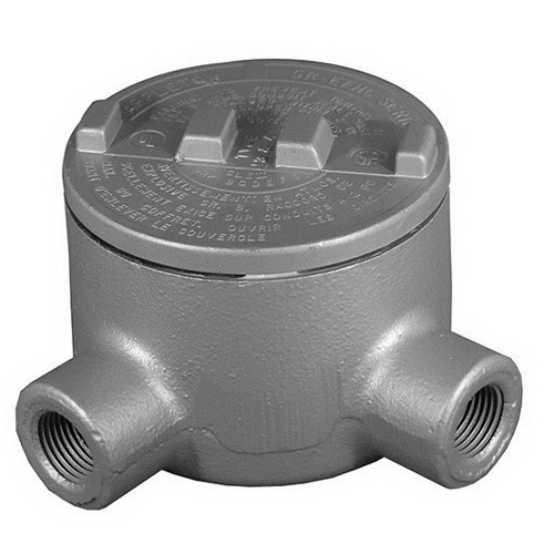 Product image for Box/cover L elbow 2" EXP-PRF 2x1" hubs alum