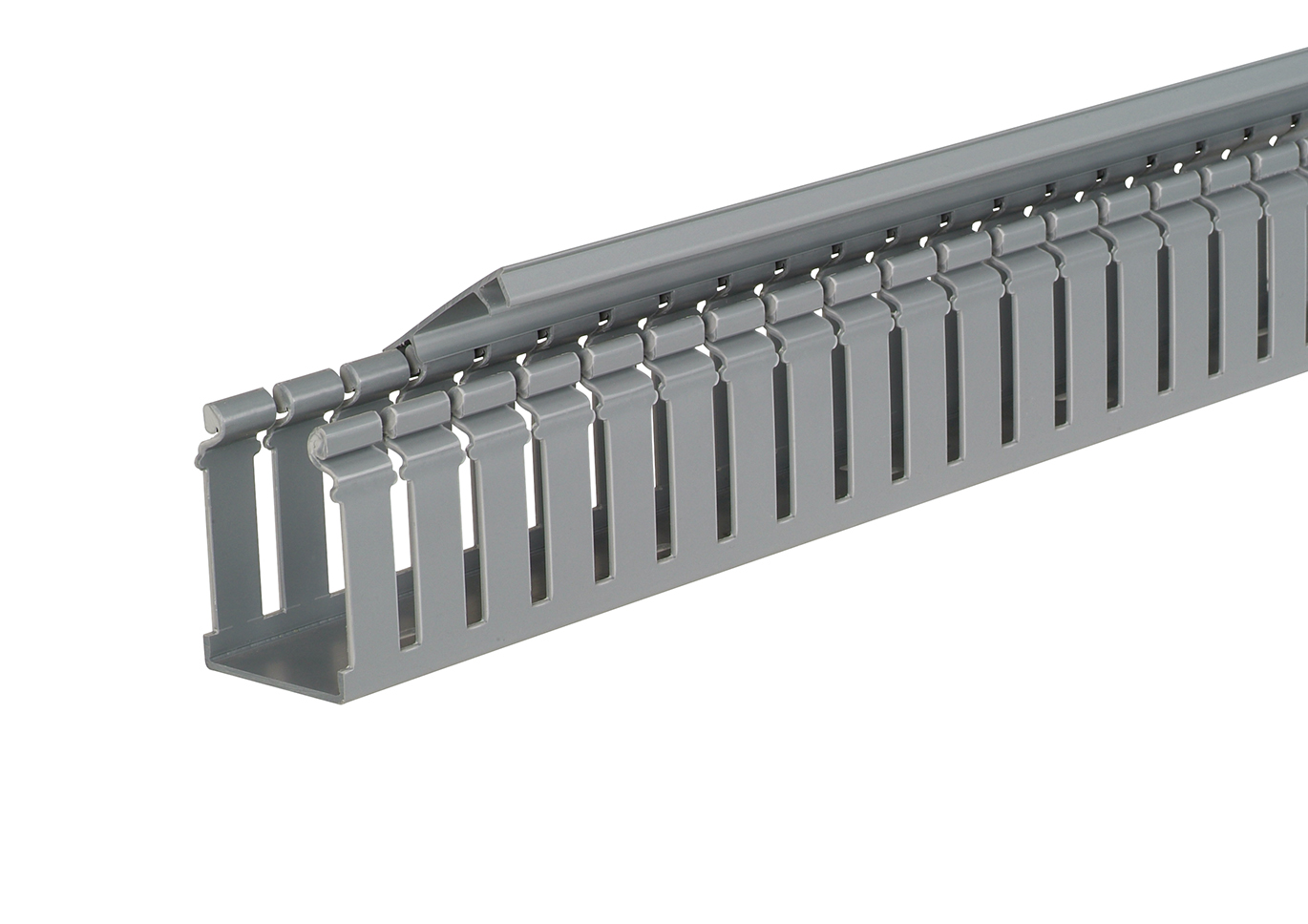 Product image for H2X3LG6 Hinged Cover Wide Slot Duct, Lt Gray, PVC, 2"x 3"
