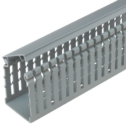 Product image for Panduct® HN1.5X3LG6 Hinged Cover Narrow Slot Duct, Lt Gray, PVC, 3.06"x6"x1.75"