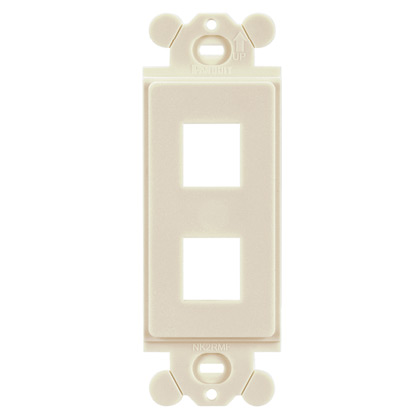 Product image for PANDUIT NK2RMFWH FRAME MODULE NETKEY RECTANGULAR 2PT DECORA FACEPLATE SCREW MOUNT WHITE F/ 2 MODULES