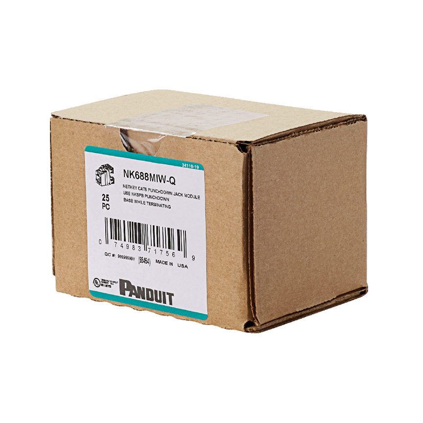 Product image for NetKey Cat 6 Punchdown Jack, Int'l White - Pack of 25