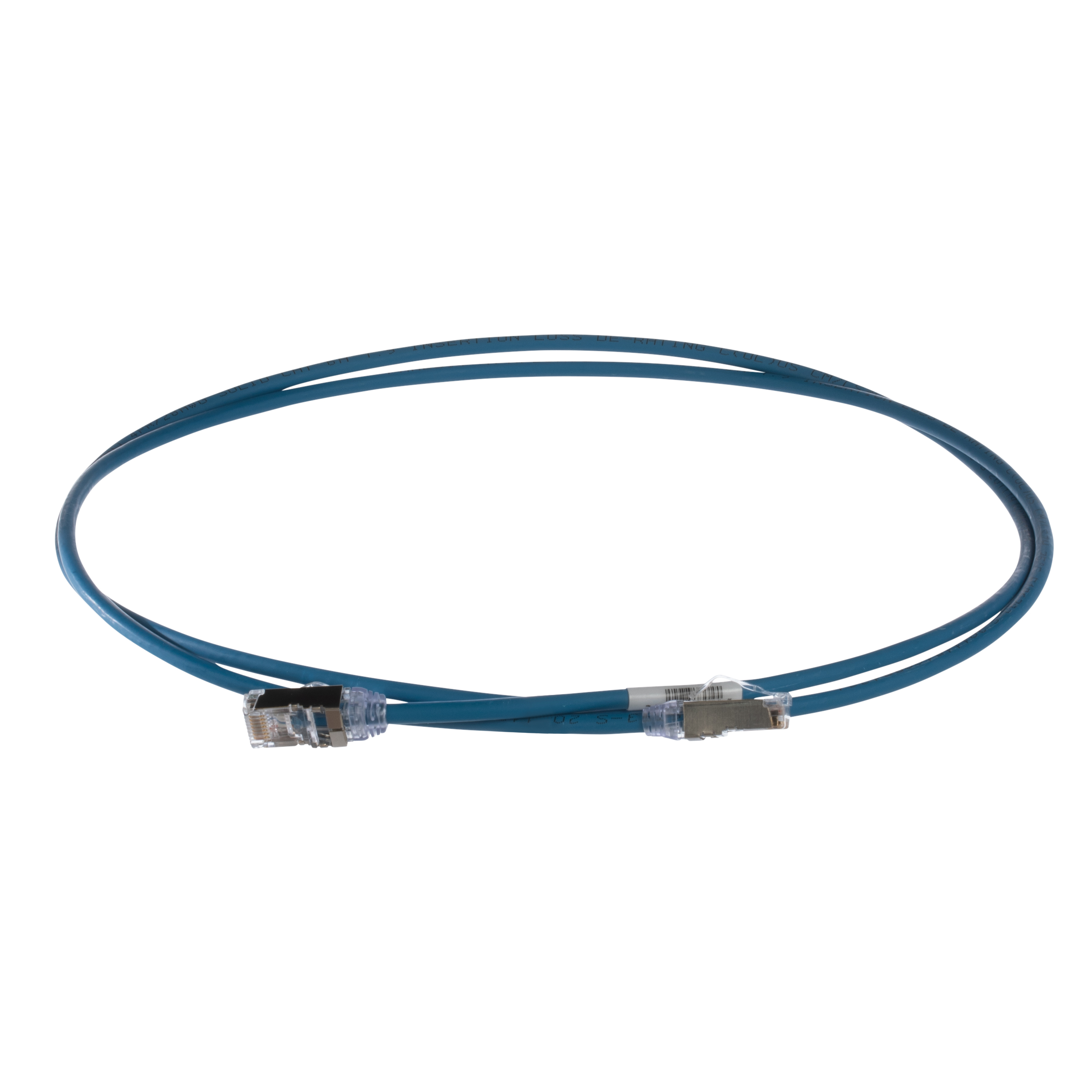 Product image for Cat 6A 28 AWG Shielded Patch Cord, 1m, Blue