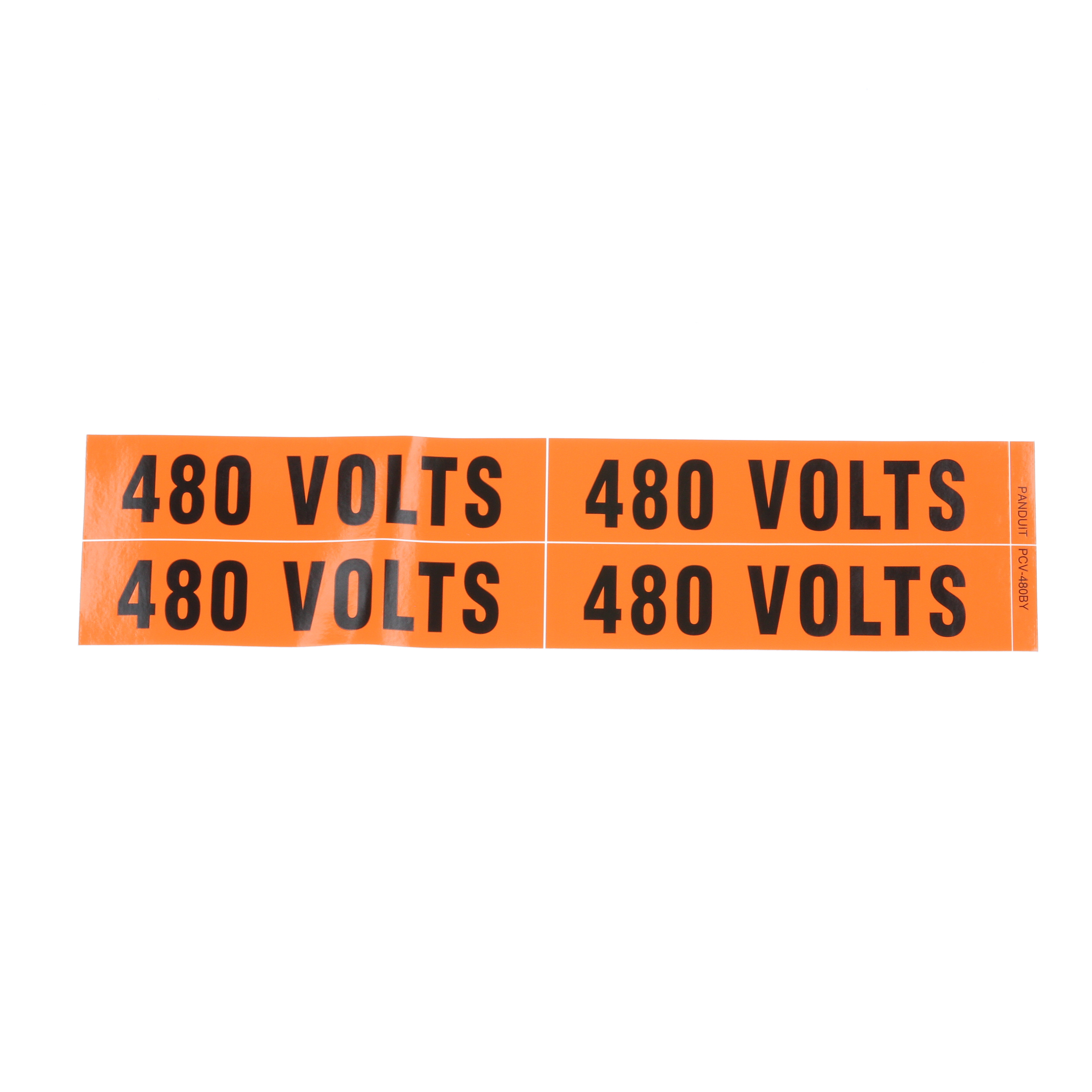 Product image for PCV-480BY Voltage Marker, Vinyl, Orange/Black, 20 Lbls, 1.12"x4.5", PK5